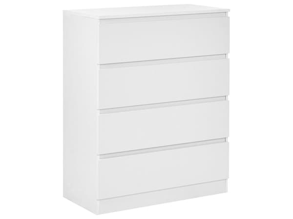 Kommode Hvit Sponplate 4 Skuffer 100 x 80 cm Stue Soverom Gang Skandinavisk Design