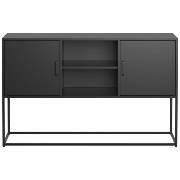 Sort metal-accent skab, skænk buffet og opbevaringsskab med lås, robust metalkonstruktion med stilfuld sort