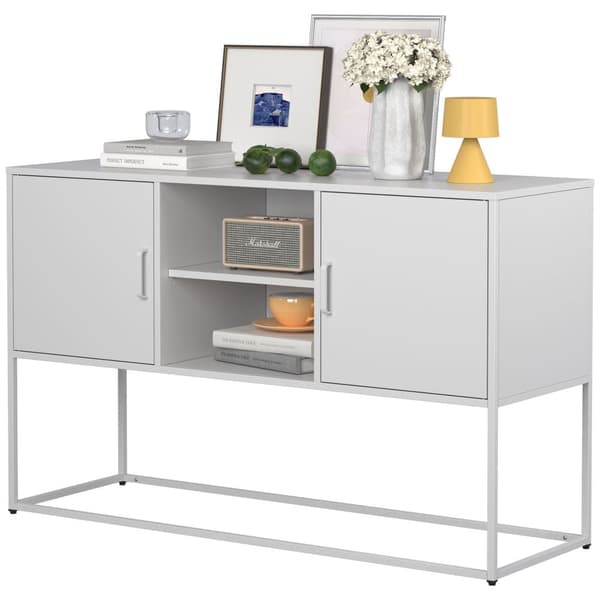 Hvid metalskænk, buffet og skab – robust konstruktion i stilfuld hvid, H 75 cm × B 120 cm × T 40 cm