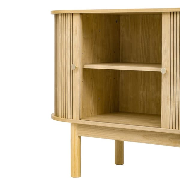 Buffet 138x43x75 cm - med 2 skydelåger - fyrretræsben - med justerbare hylder - lyst naturtræ