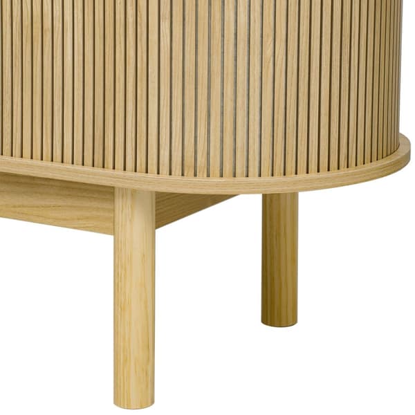Buffet 138x43x75 cm - med 2 skydelåger - fyrretræsben - med justerbare hylder - lyst naturtræ