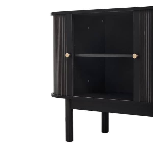 Buffet 138x43x75 cm - med 2 skydelåger - fyrretræsben - med justerbare hylder - sort