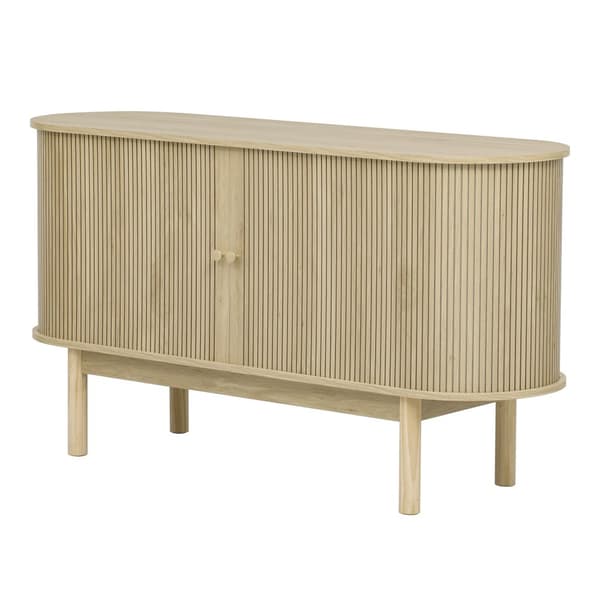 Buffet 138x43x75 cm - 2 liukuovella - männyn jalat - säädettävillä hyllyillä - vaalea luonnonpuu