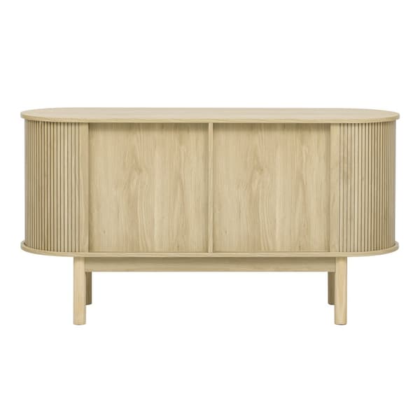 Buffet 138x43x75 cm - 2 liukuovella - männyn jalat - säädettävillä hyllyillä - vaalea luonnonpuu