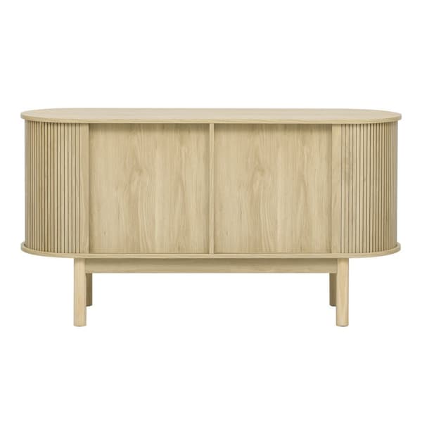 Buffet 138x43x75 cm - 2 liukuovella - männyn jalat - säädettävillä hyllyillä - vaalea luonnonpuu