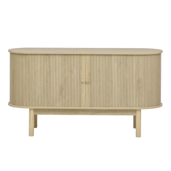 Buffet 138x43x75 cm - 2 liukuovella - männyn jalat - säädettävillä hyllyillä - vaalea luonnonpuu