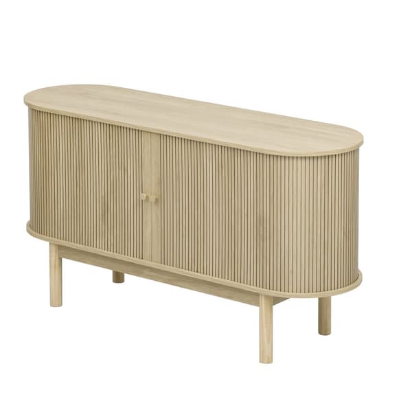 Buffet 138x43x75 cm - 2 liukuovella - männyn jalat - säädettävillä hyllyillä - vaalea luonnonpuu