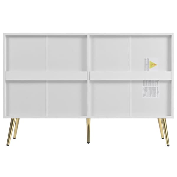 Moderne buffet 120x40x80 cm - med 6 skuffer - spånplade - hvid