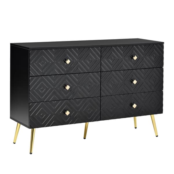 Moderne buffet 120x40x80 cm - med 6 skuffer - Spånplade - Sort