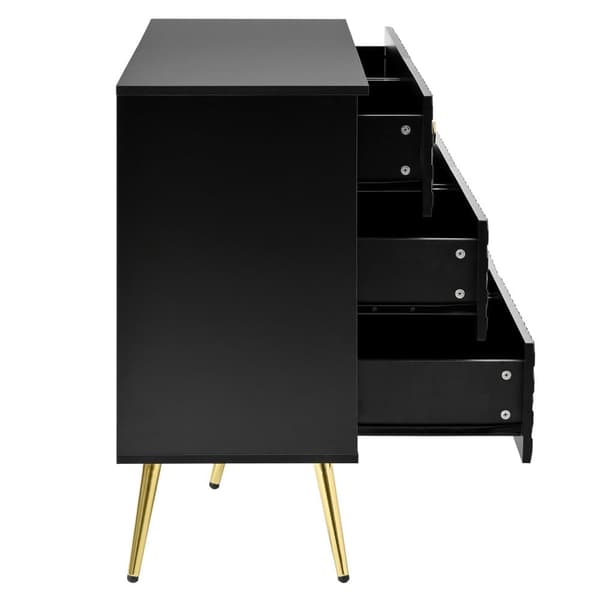 Moderne buffet 120x40x80 cm - med 6 skuffer - Spånplade - Sort
