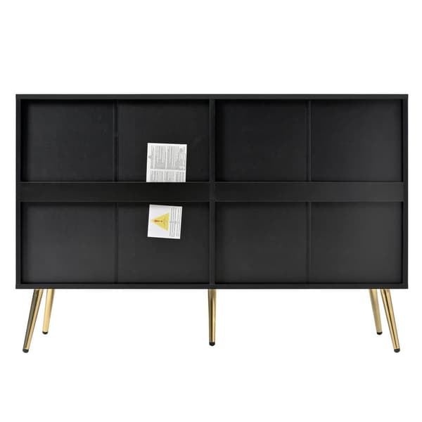 Moderne buffet 120x40x80 cm - med 6 skuffer - Spånplade - Sort