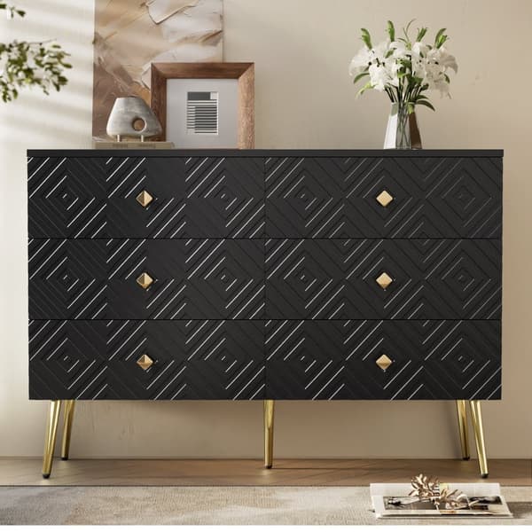 Moderni buffet 120x40x80 cm - 6 laatikolla - Lastulevy - Musta