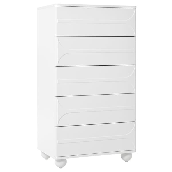 Kommode 60x40x109 cm - med 5 skuffer - Stor opbevaringsplads - Spånplade - Hvid