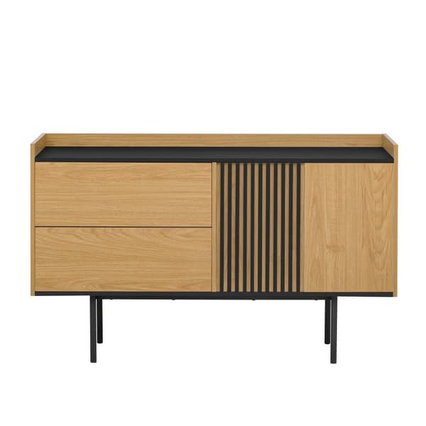 Moderne buffet 130x40x80,5 cm - med 2 skuffer - med 2 låger - justerbare hylder - natur + sort