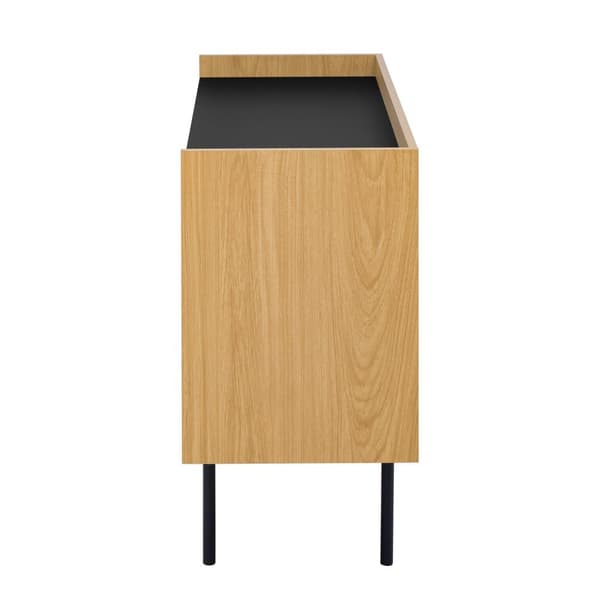 Moderne buffet 130x40x80,5 cm - med 2 skuffer - med 2 låger - justerbare hylder - natur + sort