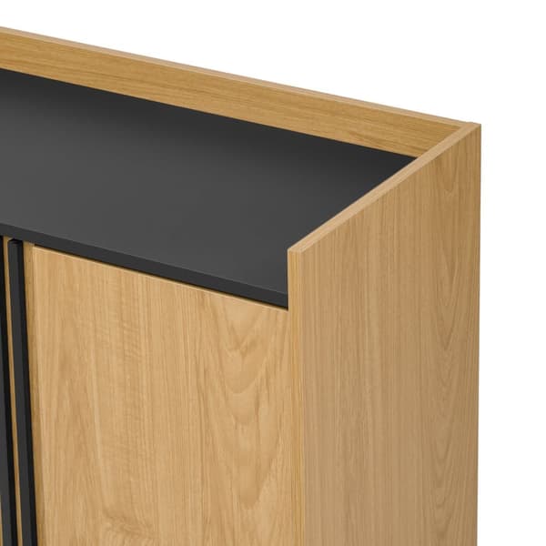 Moderne buffet 130x40x80,5 cm - med 2 skuffer - med 2 låger - justerbare hylder - natur + sort