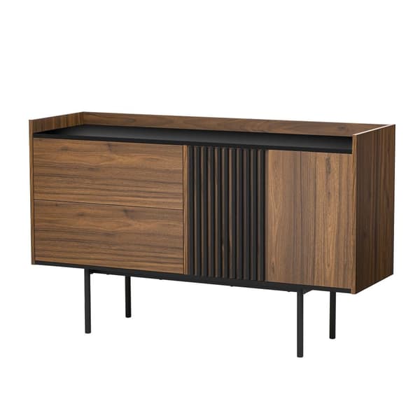 Moderne buffet 130x40x80,5 cm - med 2 skuffer - med 2 låger - justerbare hylder - brun + sort