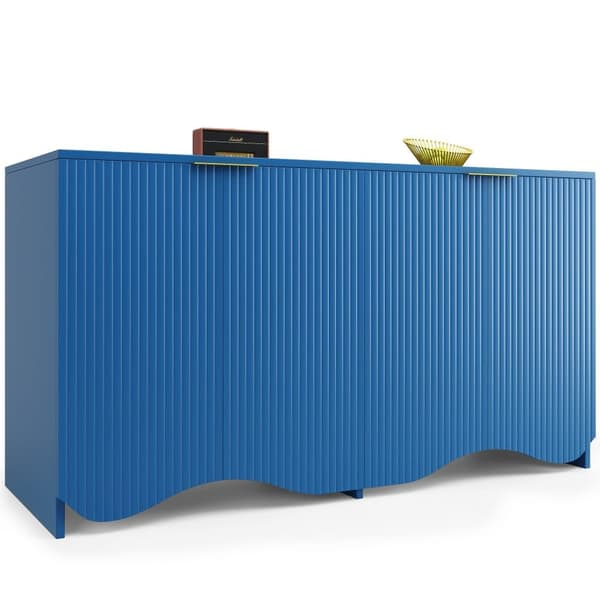 Modern Skænk - 4 låger, lodrette striber - MDF - Blå
