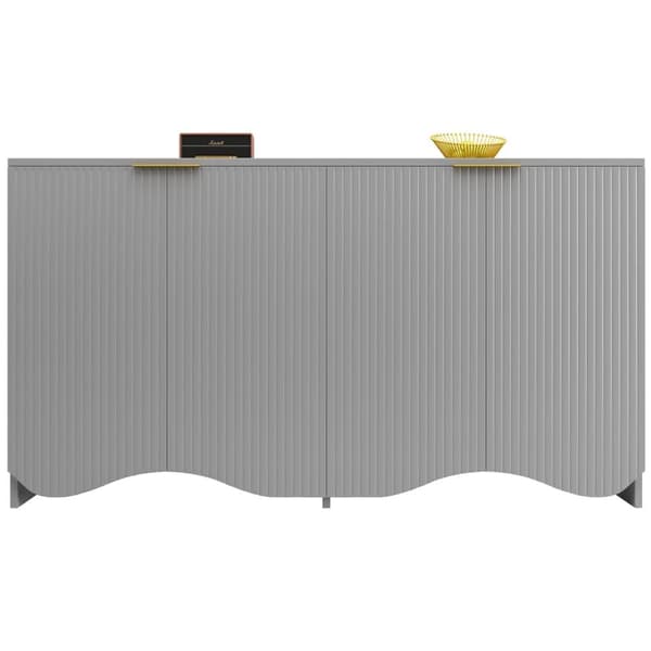 Modern skænk - 4 låger, lodrette striber - MDF - grå