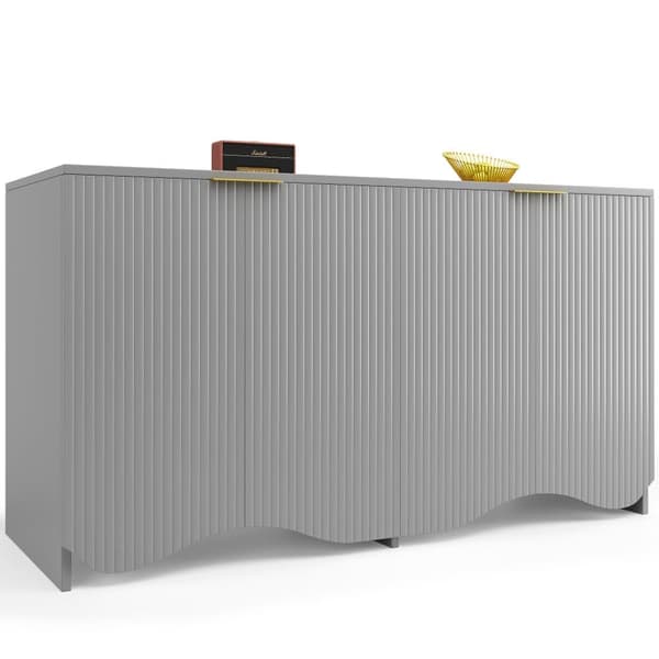 Modern skænk - 4 låger, lodrette striber - MDF - grå