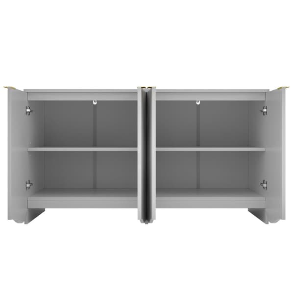 Modern skænk - 4 låger, lodrette striber - MDF - grå