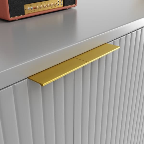 Modern skænk - 4 låger, lodrette striber - MDF - grå