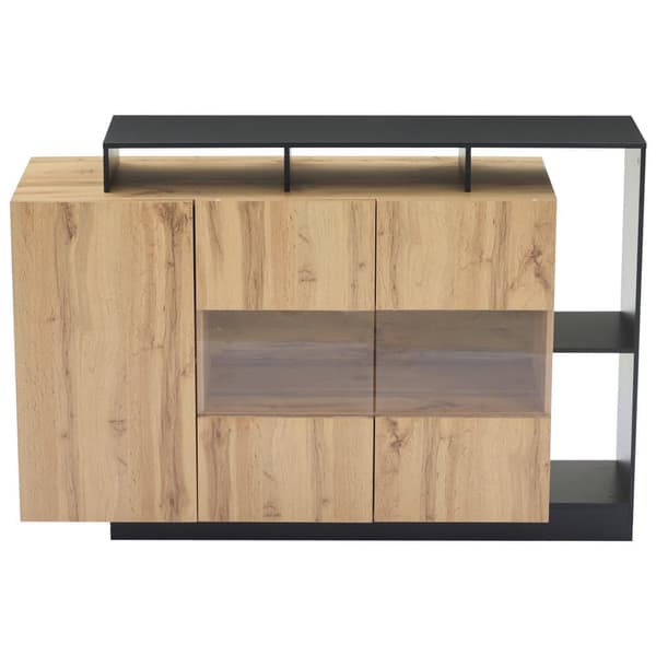 Moderne skænk 140x44x94 cm - med LED-belysning - med 3 låger - natur
