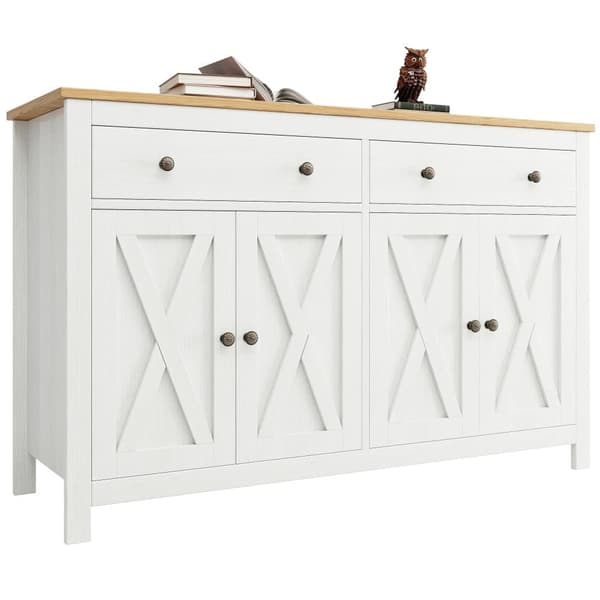 Moderne skænk - 2 skuffer, 4 låger - MDF - Hvid
