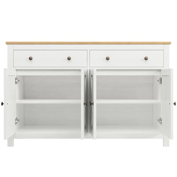 Moderne skænk - 2 skuffer, 4 låger - MDF - Hvid