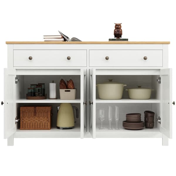 Moderne skænk - 2 skuffer, 4 låger - MDF - Hvid
