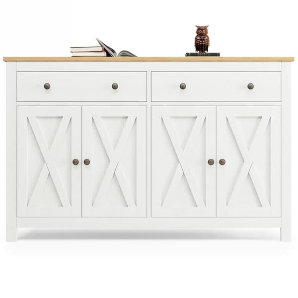 Moderne skænk - 2 skuffer, 4 låger - MDF - Hvid
