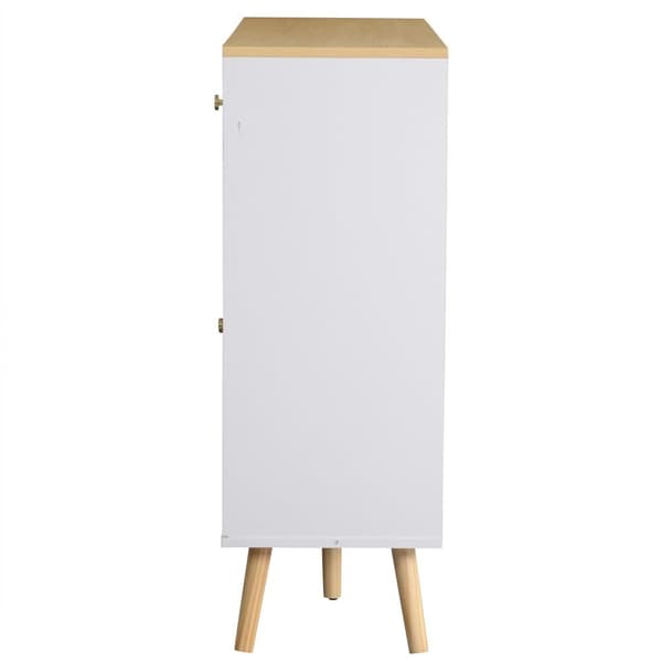 Skænk 34x120x94 cm - med 3 skuffer - med 3 buede låger - med sikkerhedsglas - hvid
