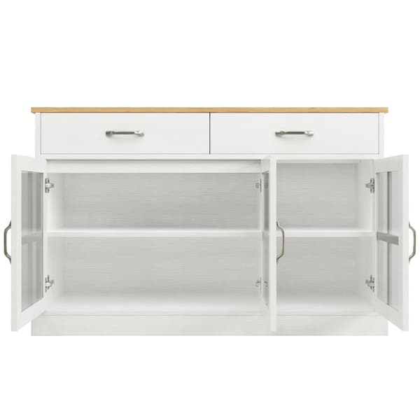 Modernt bufféskåp - 2 lådor, 3 dörrar - MDF - Vit