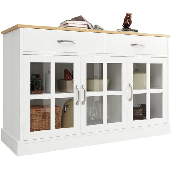 Moderne buffetskab - 2 skuffer, 3 låger - MDF - hvid