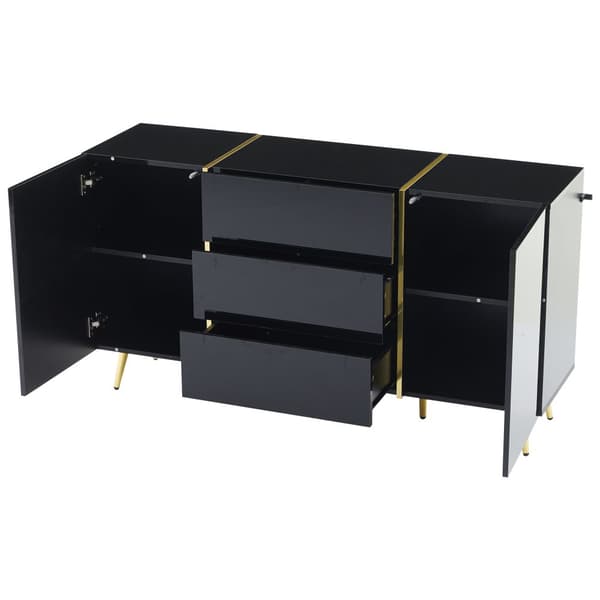 Senkki 140x40x76 cm - 2 ovella - 3 laatikolla - lastulevy - musta