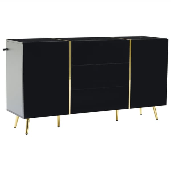 Senkki 140x40x76 cm - 2 ovella - 3 laatikolla - lastulevy - musta