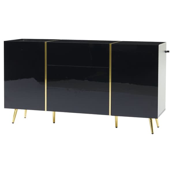 Senkki 140x40x76 cm - 2 ovella - 3 laatikolla - lastulevy - musta