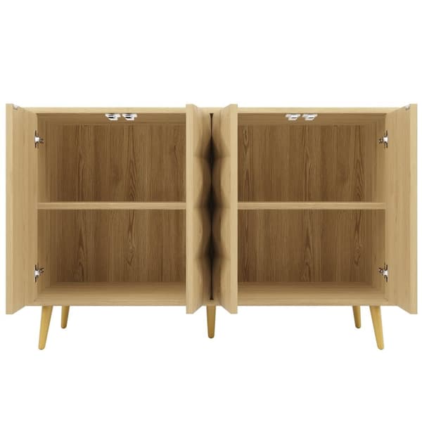 Moderne skænk - 4 døre - geometrisk design - MDF - natur