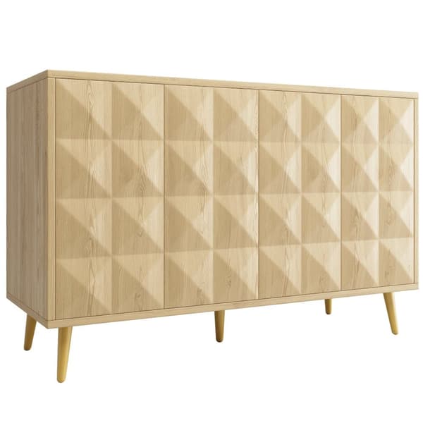 Moderne skænk - 4 døre - geometrisk design - MDF - natur