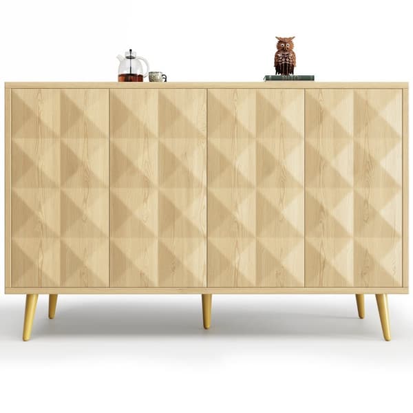 Moderne skænk - 4 døre - geometrisk design - MDF - natur