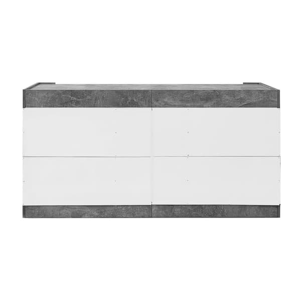 Buffet 150x40x75 cm - 3 låger - uden håndtag - med justerbare hylder - hvid + grå