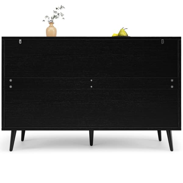 Modern skänk - 4 dörrar - med mönster - MDF - Svart
