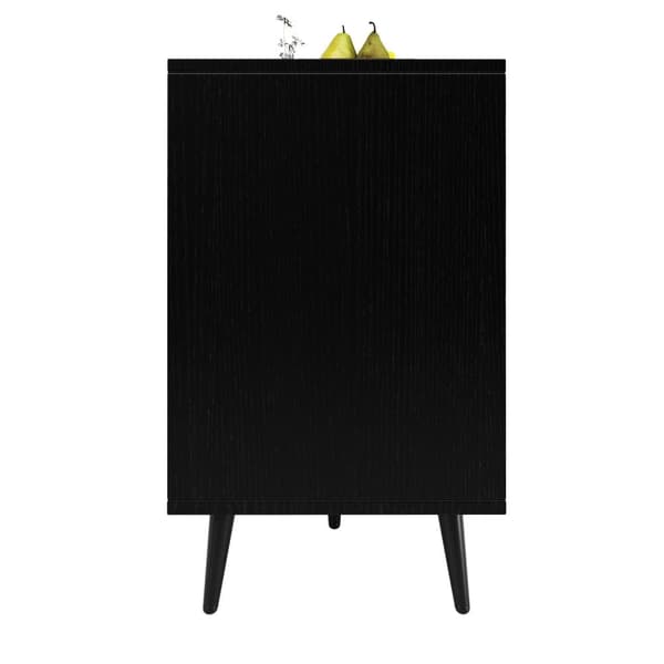 Modern skänk - 4 dörrar - med mönster - MDF - Svart