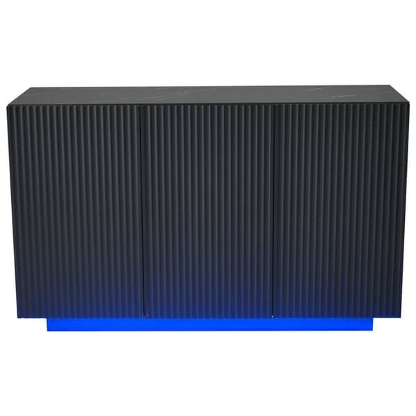 Skænk 120x40x75 cm - med 3 låger - med LED-belysning - spånplade - sort