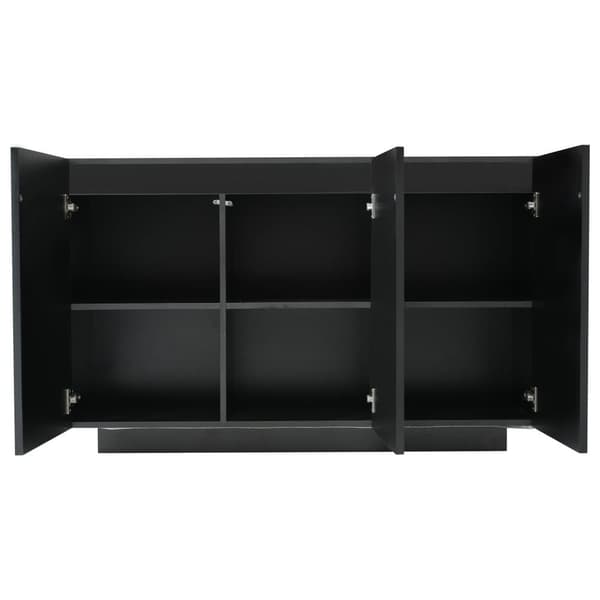 Skænk 120x40x75 cm - med 3 låger - med LED-belysning - spånplade - sort