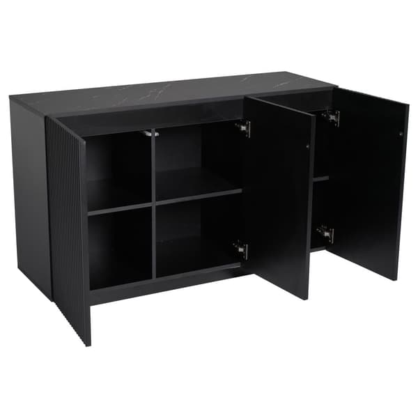 Skænk 120x40x75 cm - med 3 låger - med LED-belysning - spånplade - sort