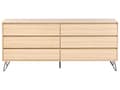 Miniatyrbilde 5 av 11: Kommode Lysebrun Sponplater 6 skuffer Svarte ben Minimalistisk design Soverom Stue