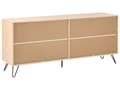 Miniatyrbilde 6 av 11: Kommode Lysebrun Sponplater 6 skuffer Svarte ben Minimalistisk design Soverom Stue