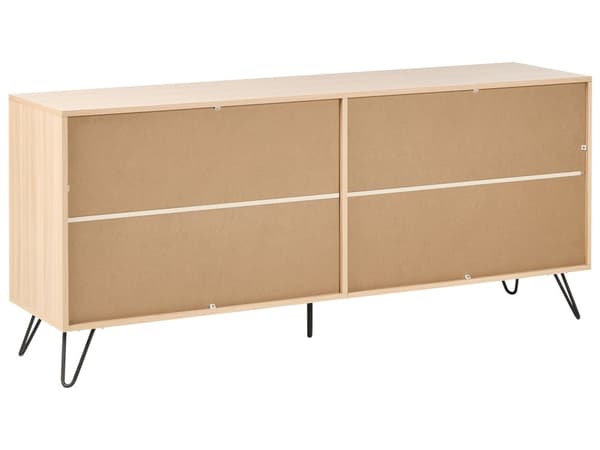 Kommode Lysebrun Sponplater 6 skuffer Svarte ben Minimalistisk design Soverom Stue