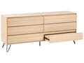 Miniatyrbilde 7 av 11: Kommode Lysebrun Sponplater 6 skuffer Svarte ben Minimalistisk design Soverom Stue